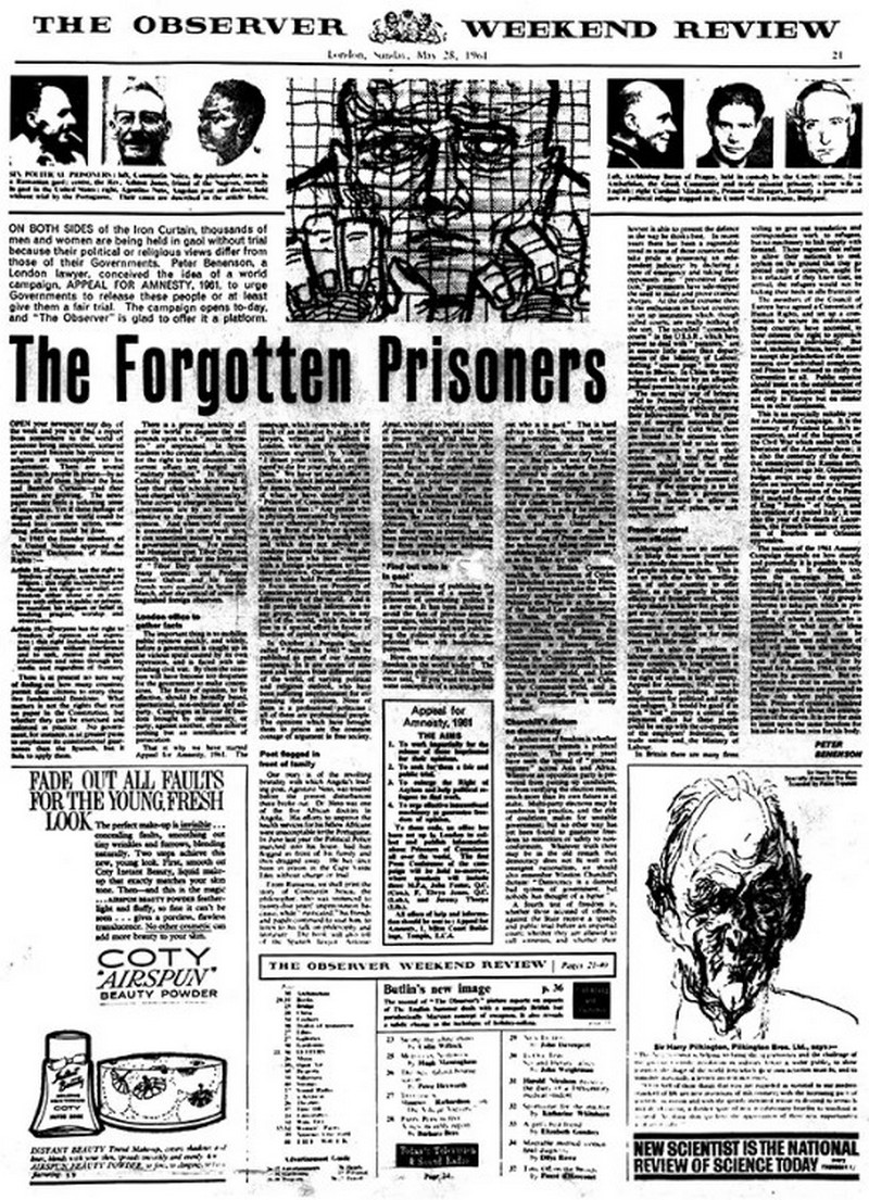 28 mai 1961_uk-londres-journal-the-observer-appel-amnisitie-prisonniers_wp