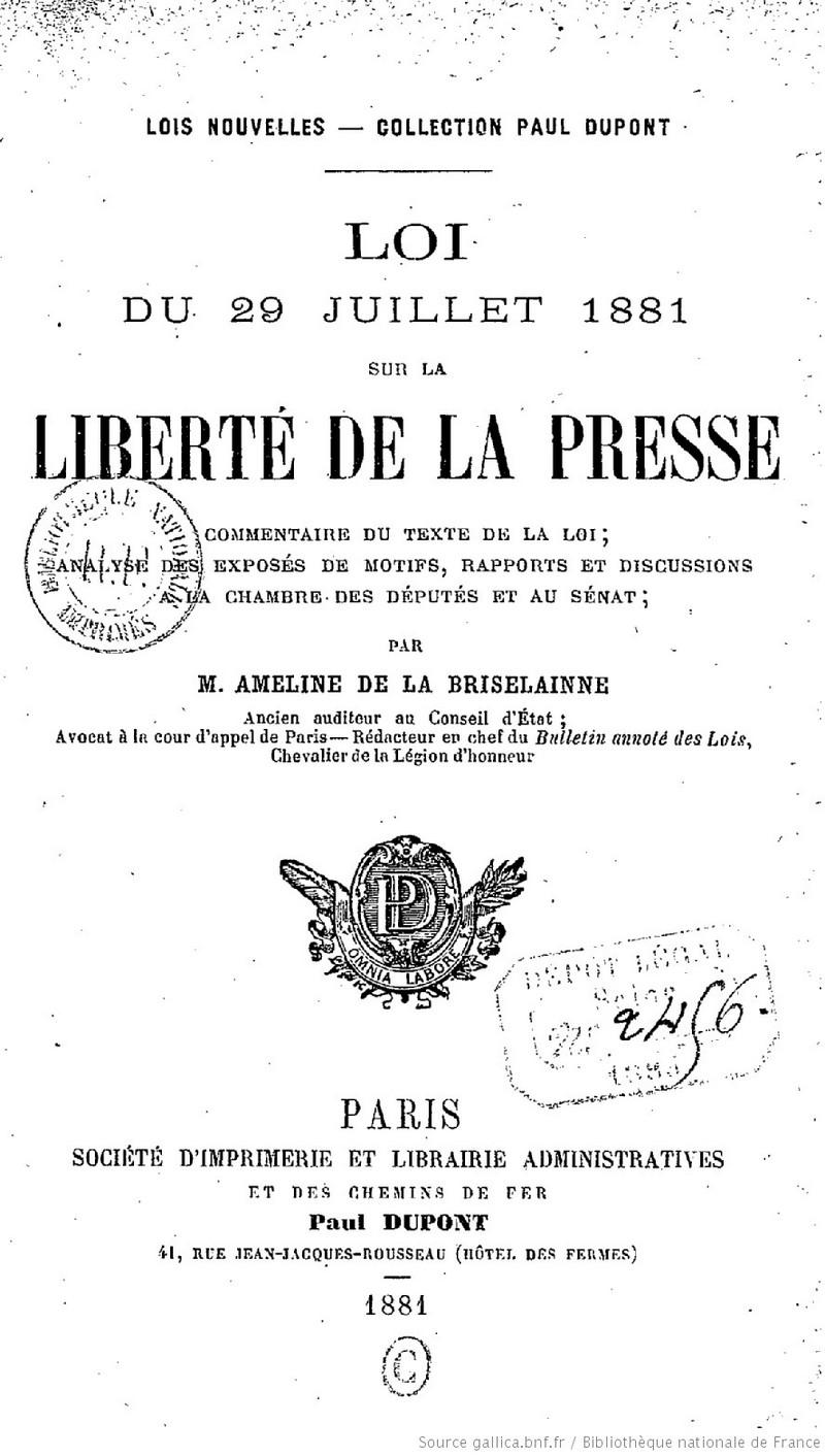29 juillet 1881_loi-liberté-de-la-presse-fr_wp